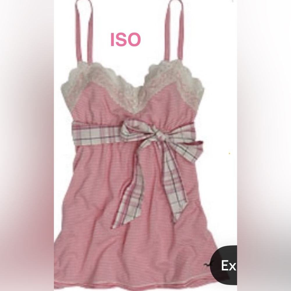 ISO!! Pink Lace Trim Camisole with Plaid Bow